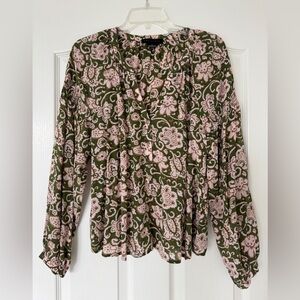 Sanctuary Green and Pink Floral Blouse
